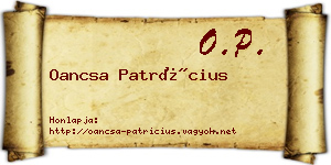 Oancsa Patrícius névjegykártya